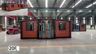 20-foot expandable container home with metal decorative panel