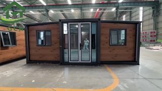 20FT expandable container house a large-eye wood grain metal carved panel