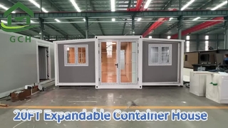 20FT expandable container house|white frame grey wall