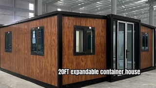20FT expandable container house | black frame wood grain panel