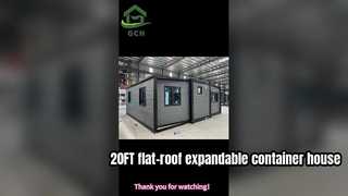 20FT flat-roof expandable container house with grey metal carved board