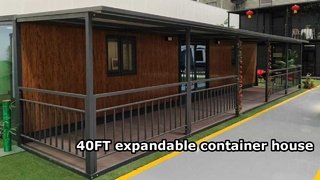 40FT expandable container house with flat-roof terrace