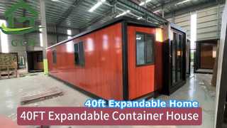 40ft expandable container house | black frame redwood grain wall