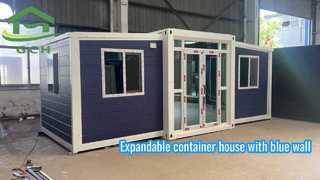 20FT Expandable container house with blue metal carve panel (outside)