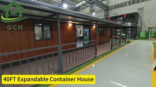 40FT flat-top expandable container house with terrace
