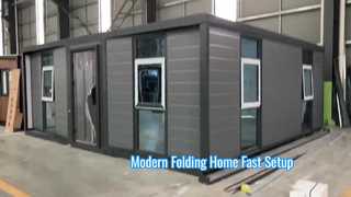 Flat-top expandable container house with Gray Frame Gray Metal Carved Panel